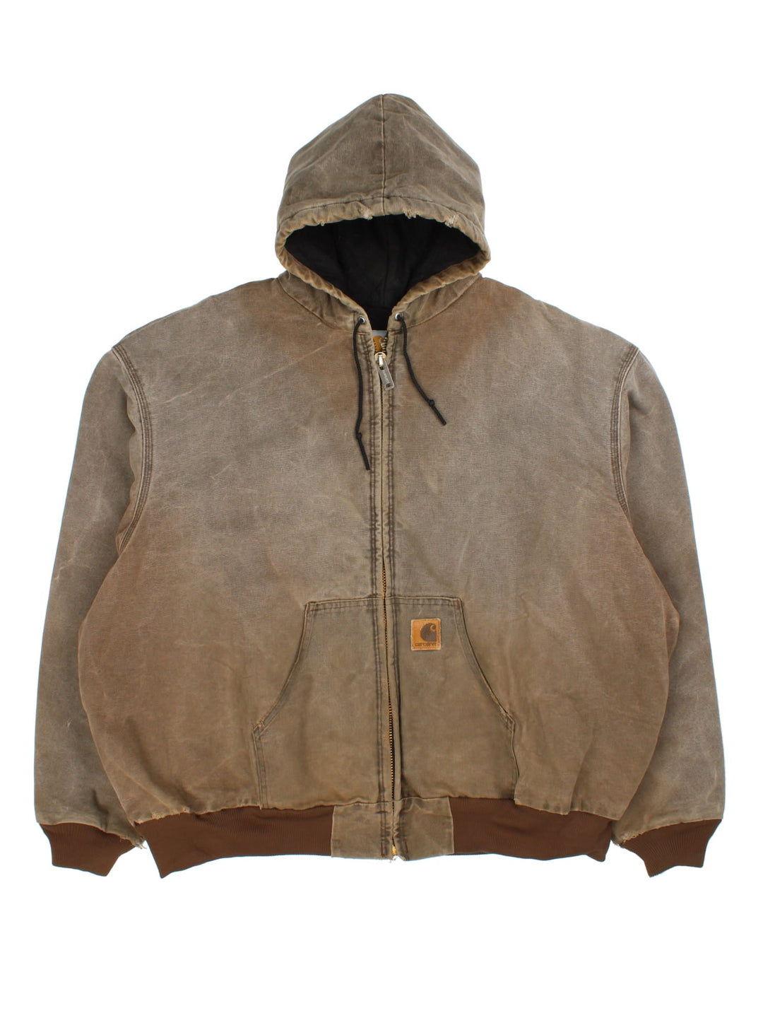 Carhartt Active Jacket in a brown colourway. Zips up and has side pockets, hooded, and has the logo embroidered on the front.