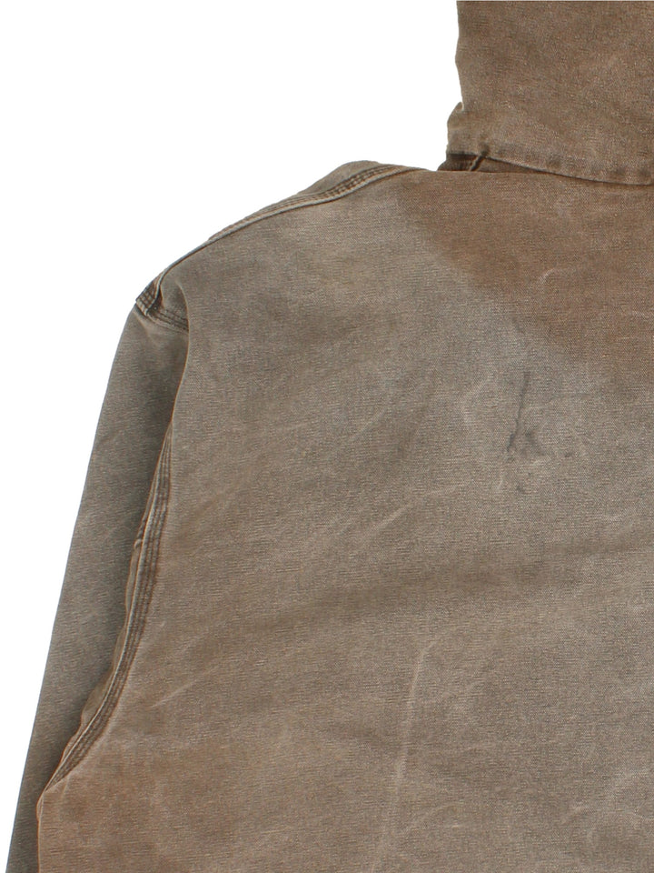 Carhartt Active Jacket in a brown colourway. Zips up and has side pockets, hooded, and has the logo embroidered on the front.