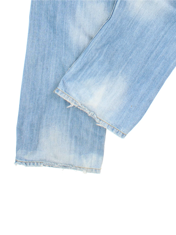 Y2K Take Two Jeans in blue colourway with multiple pockets, contrast stitching and embroidered branding on the back.