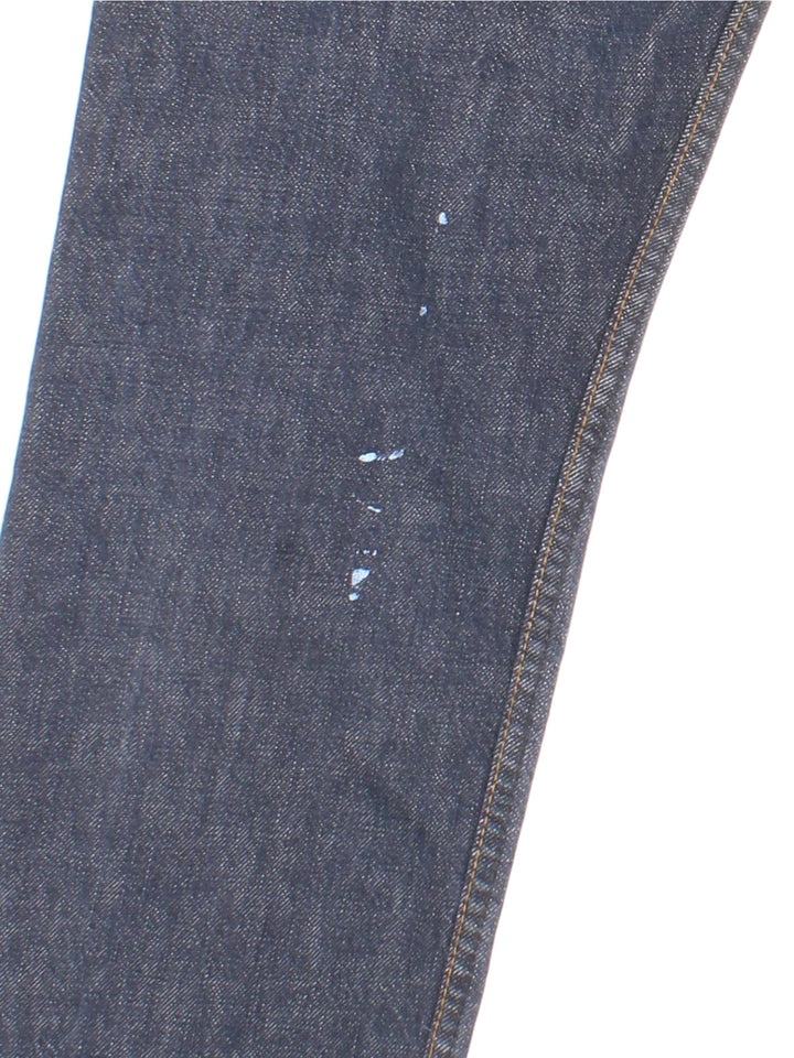 Levi Strauss 501 Jeans in faded blue colourway with multiple pockets and the logo tab embroidered on the back.