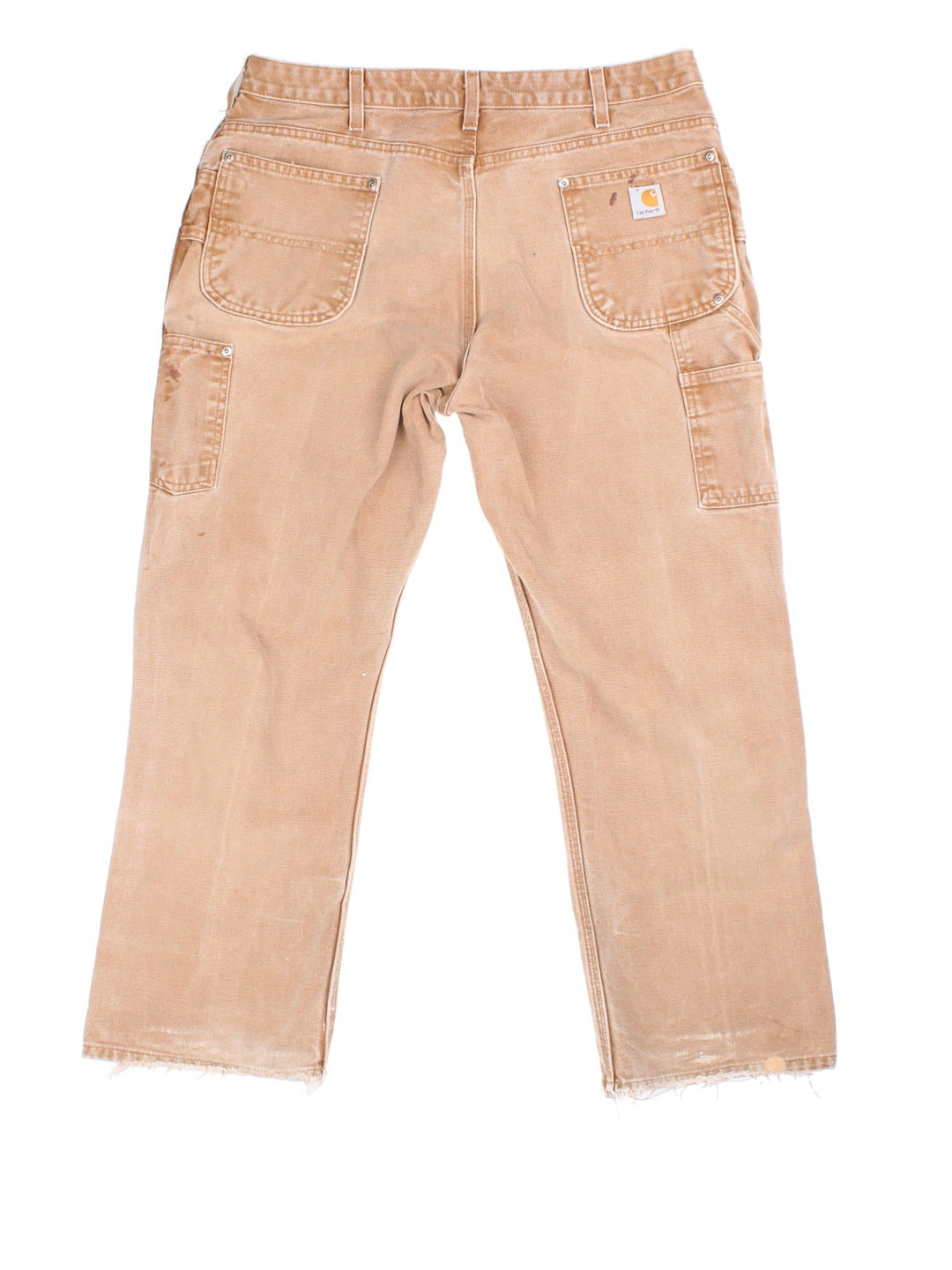 Carhartt Double Knee Jeans in tan colourway with multiple pockets and the logo embroidered on the back.