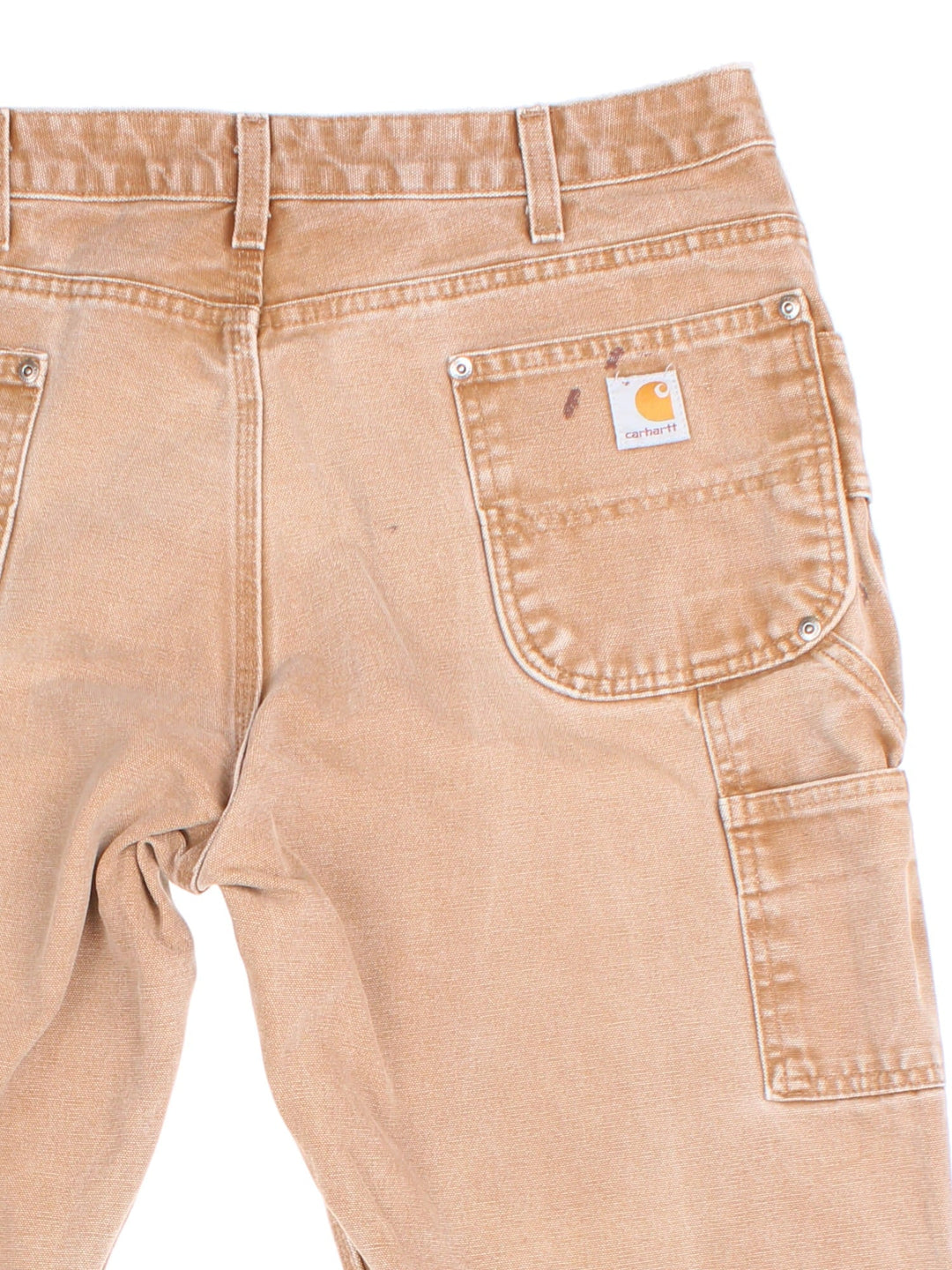 Carhartt Double Knee Jeans in tan colourway with multiple pockets and the logo embroidered on the back.