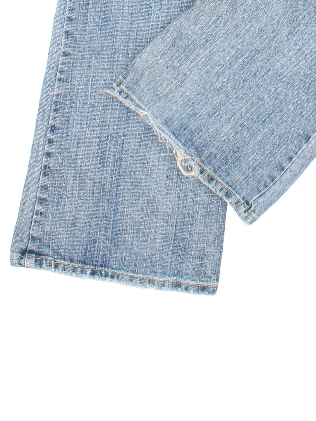 Y2K American Eagle Low Rise Flared Jeans in blue colourway with multiple pockets and the logo embroidered on the back.