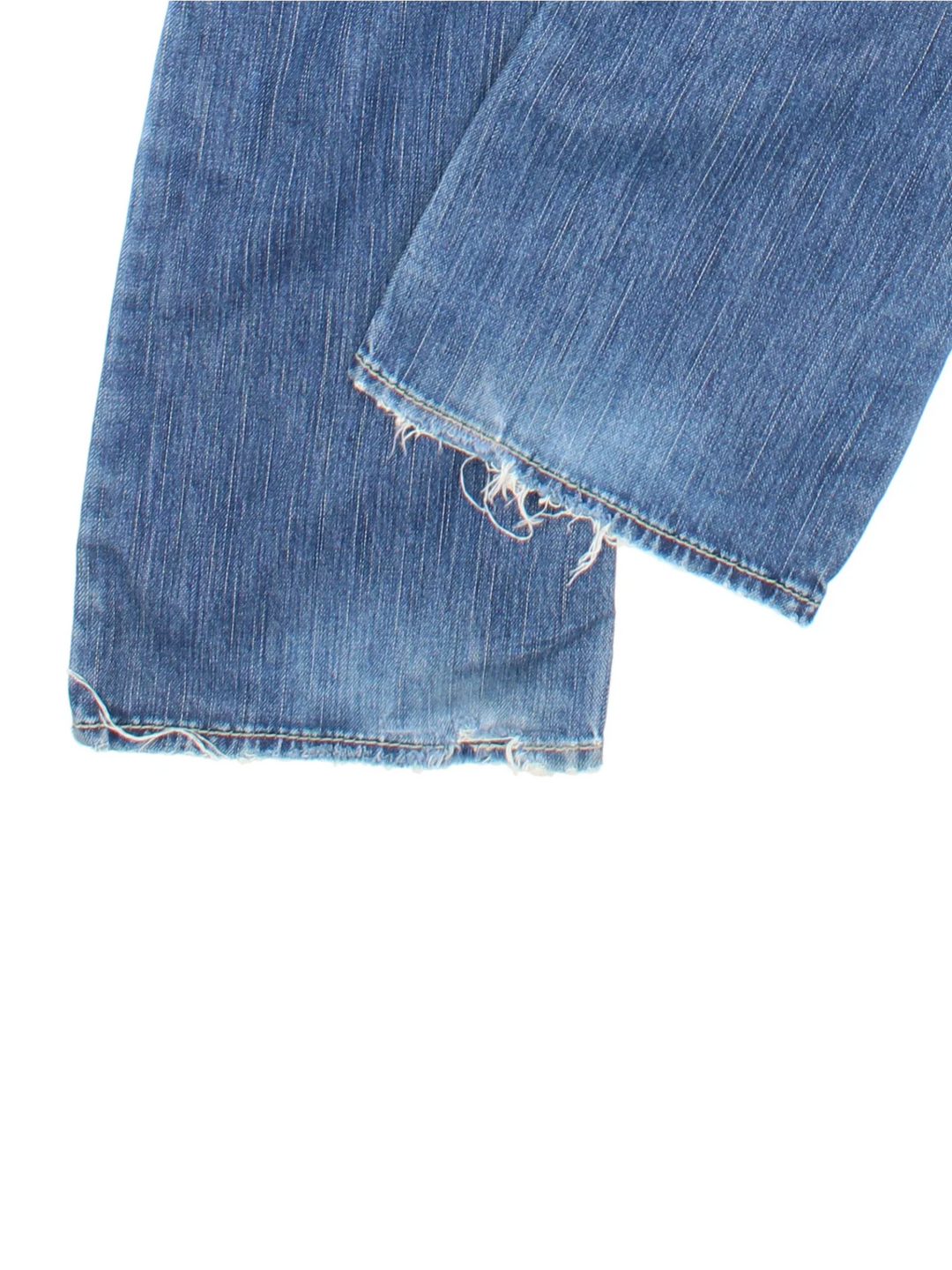 Y2K Low Rise Flared Jeans in blue colourway with multiple pockets and the logo embroidered on the back.