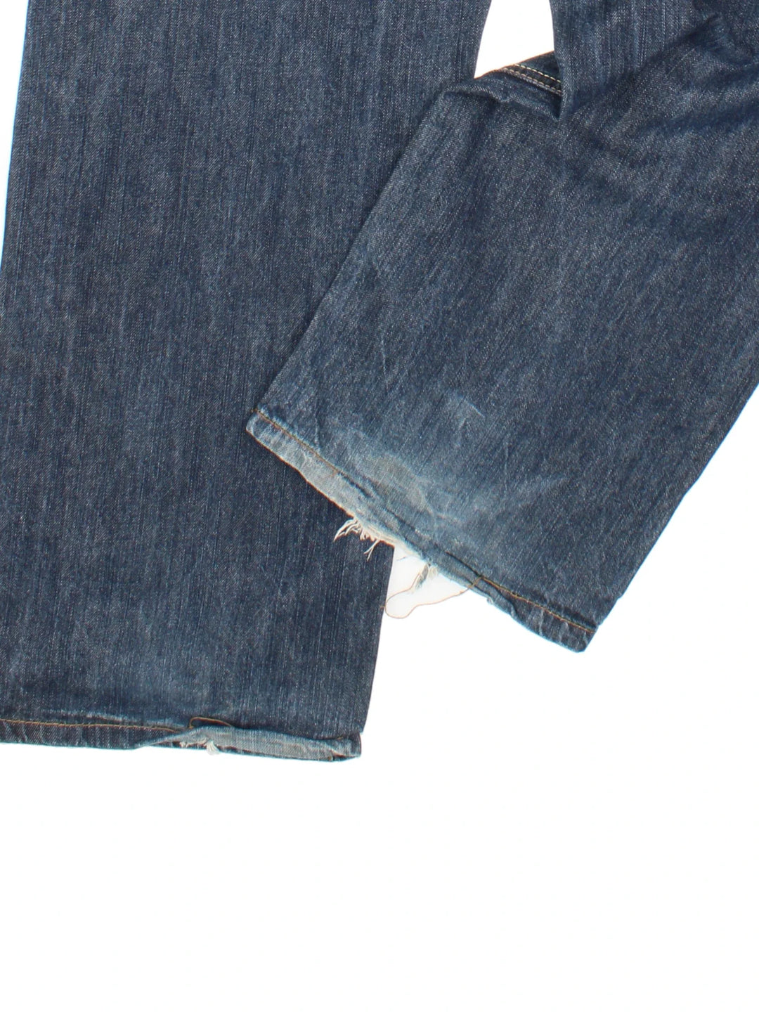 Vintage Y2K Avirex Jeans in blue colourway with multiple pockets and leather detailing on the back.