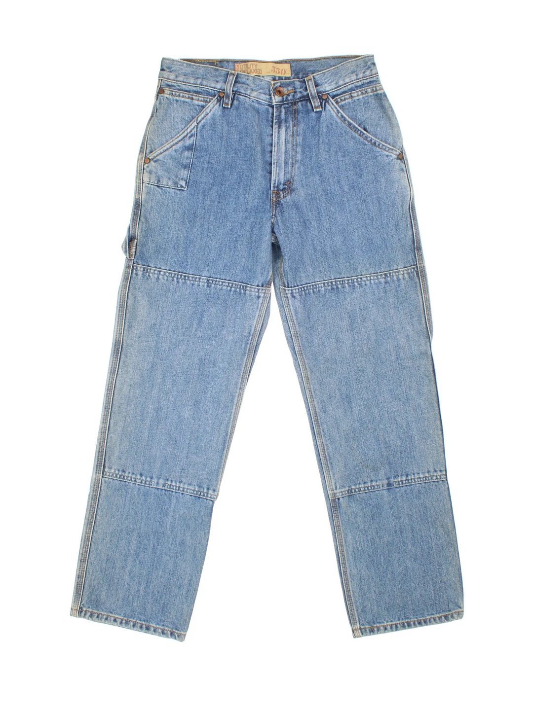 Levi Strauss Carpenter Jeans in blue colourway with multiple pockets, contrast stitching and embroidered branding on back.