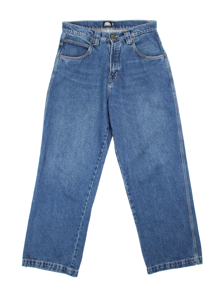 Vintage 90's Southpole Baggy Jeans in blue colourway with multiple pockets, contrast stitching and embroidered branding on back.