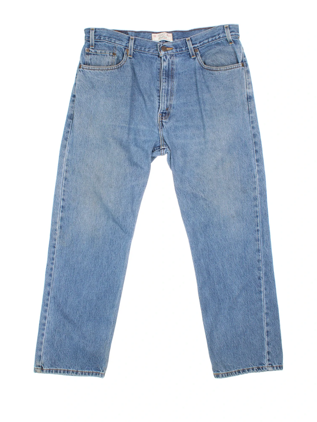 Vintage Levi Strauss Jeans in blue colourway with multiple pockets, contrast stitching and embroidered branding on back.