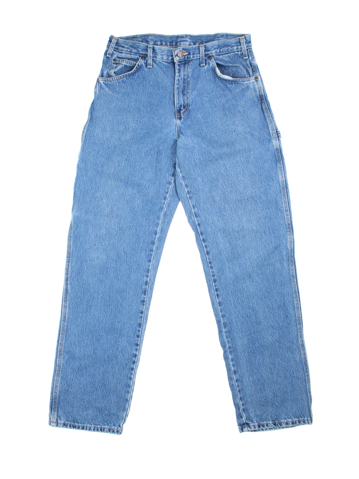 Dickies Carpenter Jeans in blue colourway with multiple pockets and the logo embroidered on the back.