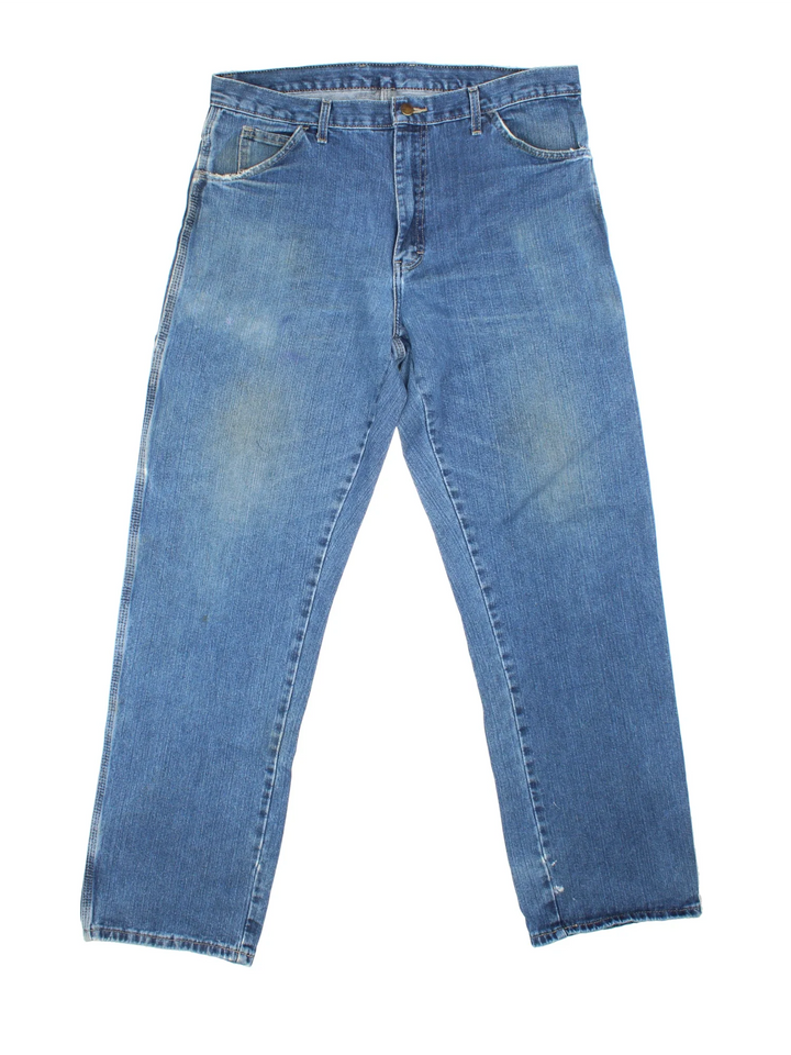 Dickies Carpenter Jeans in blue colourway with multiple pockets and the logo embroidered on the back.