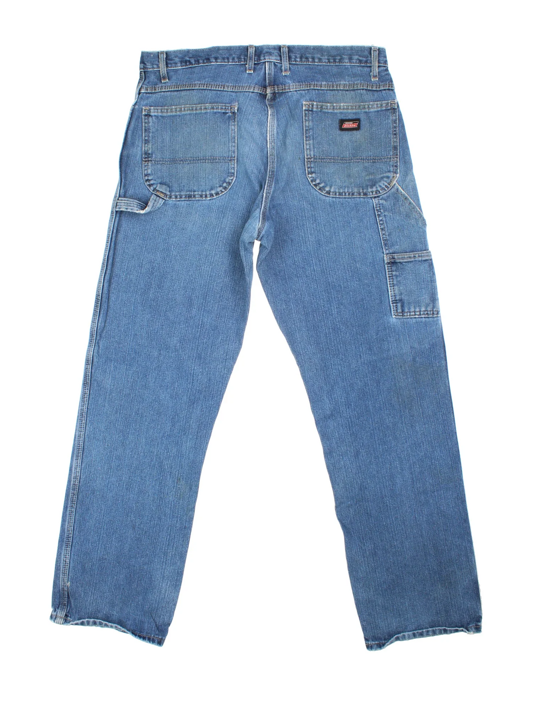 Dickies Carpenter Jeans in blue colourway with multiple pockets and the logo embroidered on the back.