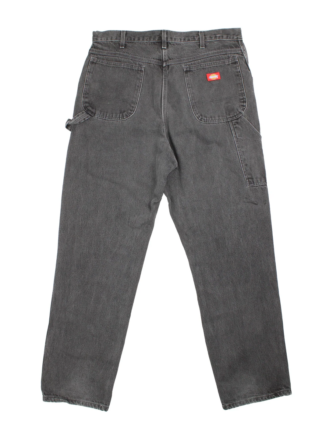 Dickies Carpenter Jeans in a dark grey colourway with multiple pockets and the logo embroidered on the back.