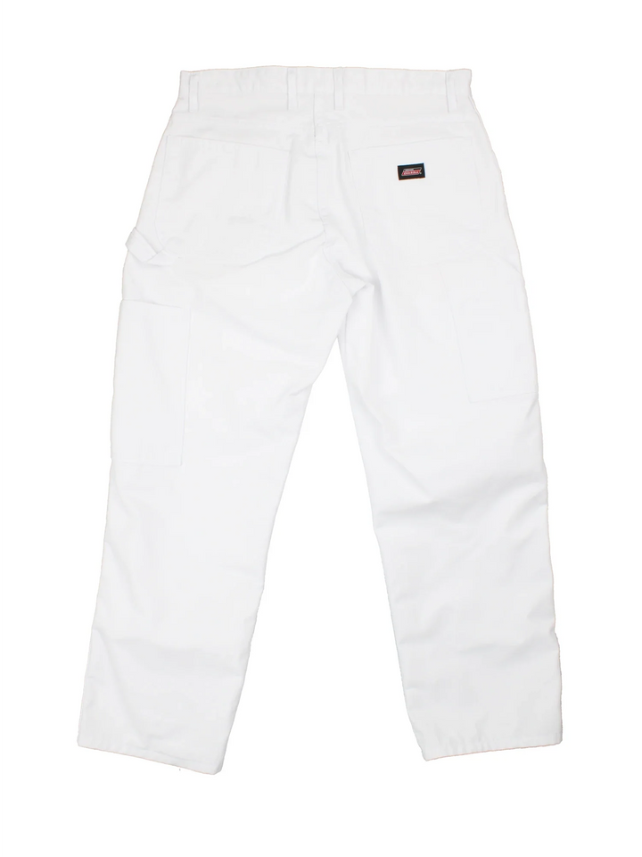 Dickies Carpenter Trousers in white colourway with multiple pockets and the logo embroidered on the back.