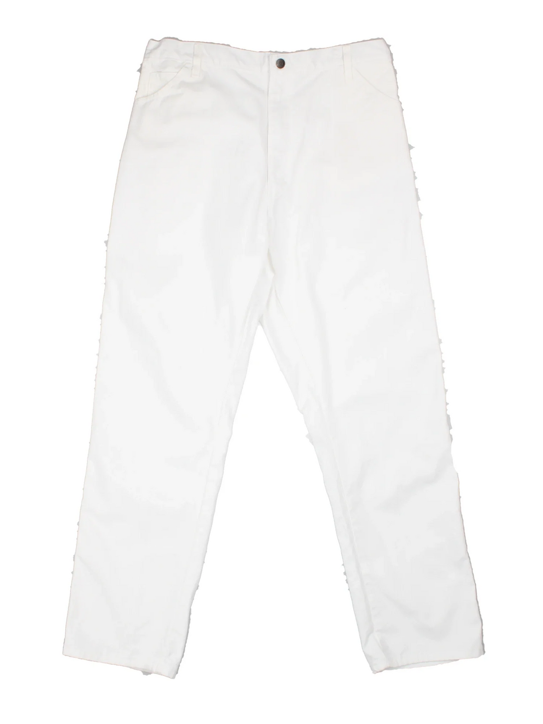Dickies Carpenter Trousers in white colourway with multiple pockets and branding on the back.