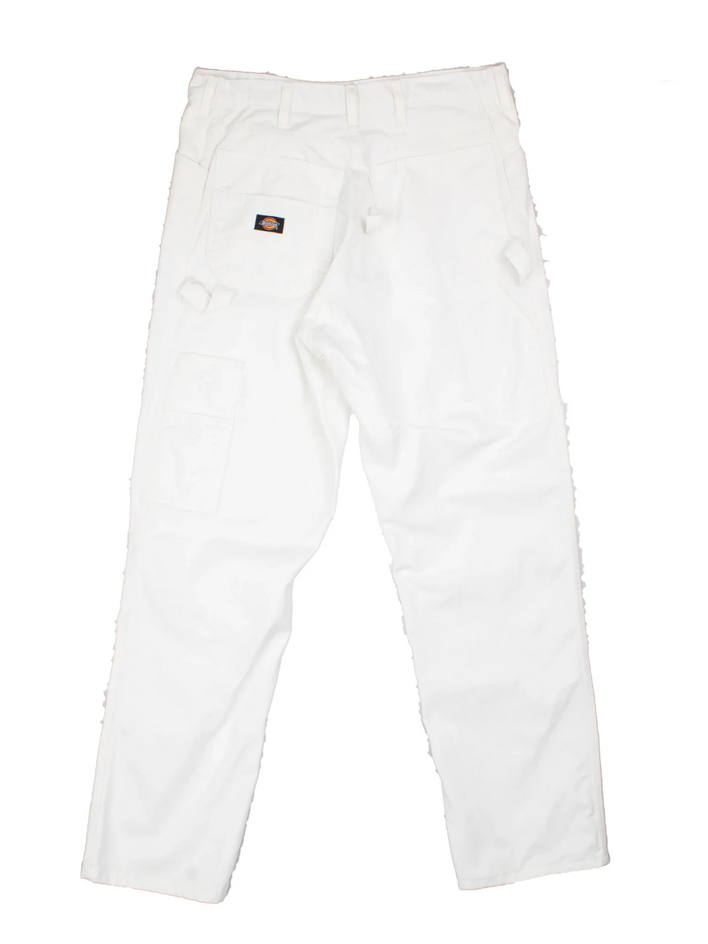 Dickies Carpenter Trousers in white colourway with multiple pockets and branding on the back.
