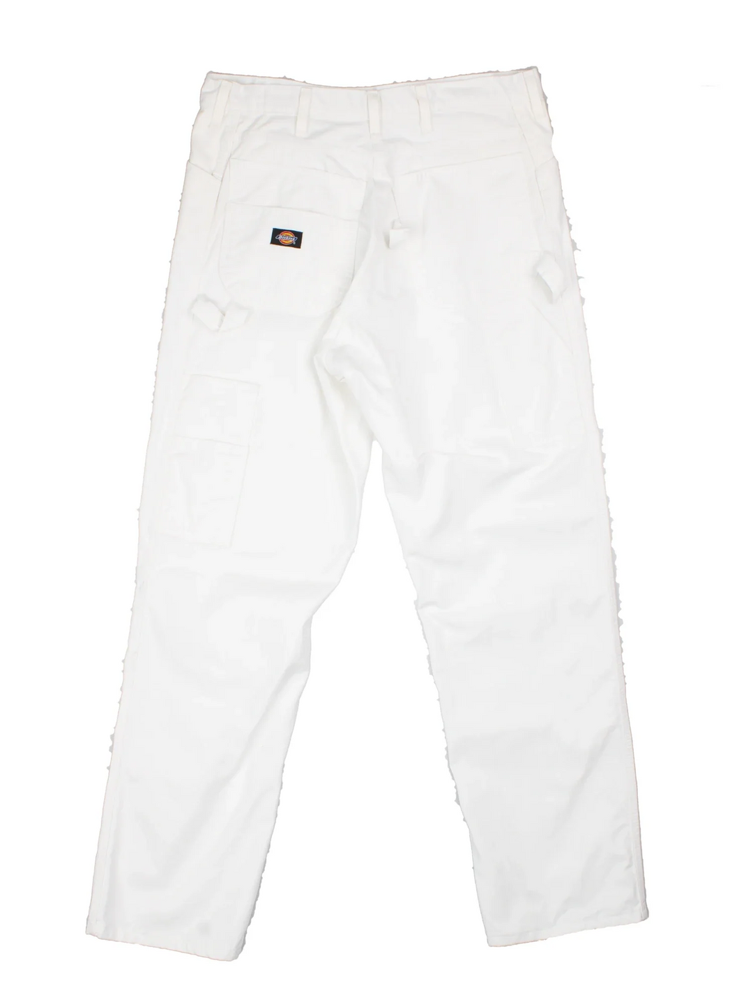 Dickies Carpenter Trousers in white colourway with multiple pockets and branding on the back.