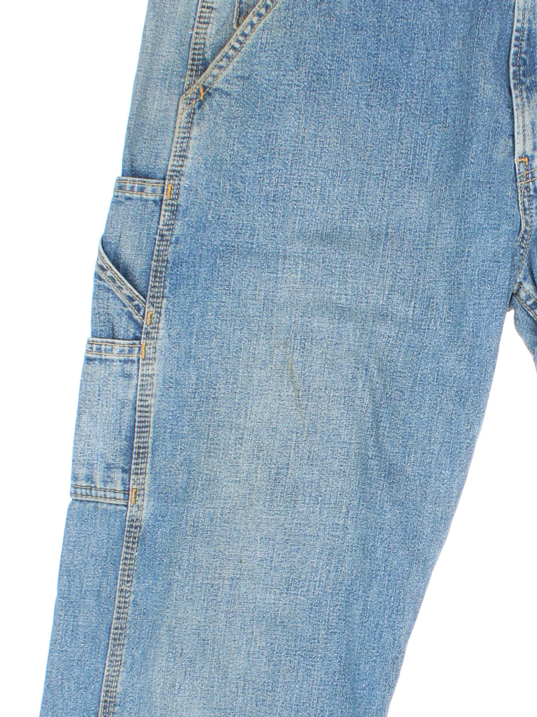 Levi Strauss Carpenter Jeans in blue colourway with multiple pockets and the logo embroidered on the back.