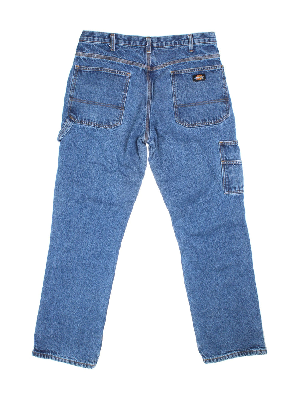 Dickies Lined Carpenter Jeans in blue colourway with multiple pockets, checked lining and the logo embroidered on the back.