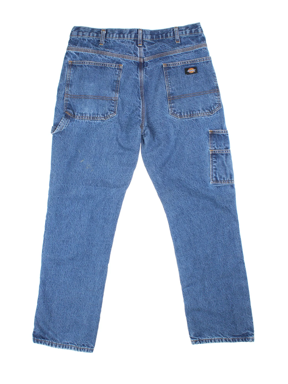 Dickies Lined Carpenter Jeans in blue colourway with multiple pockets, checked lining and the logo embroidered on the back.