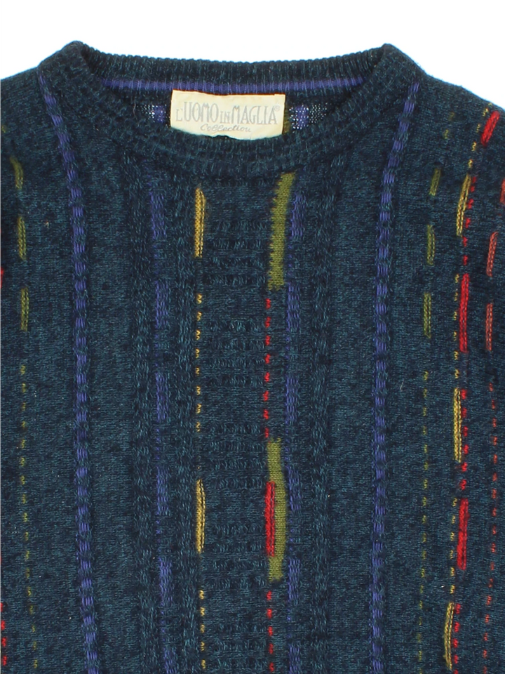 Vintage Italian Patterned Knit Jumper (Size L)