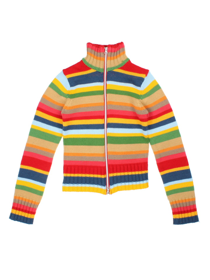 Vintage Stripe Zip Cardigan (Size XXS)