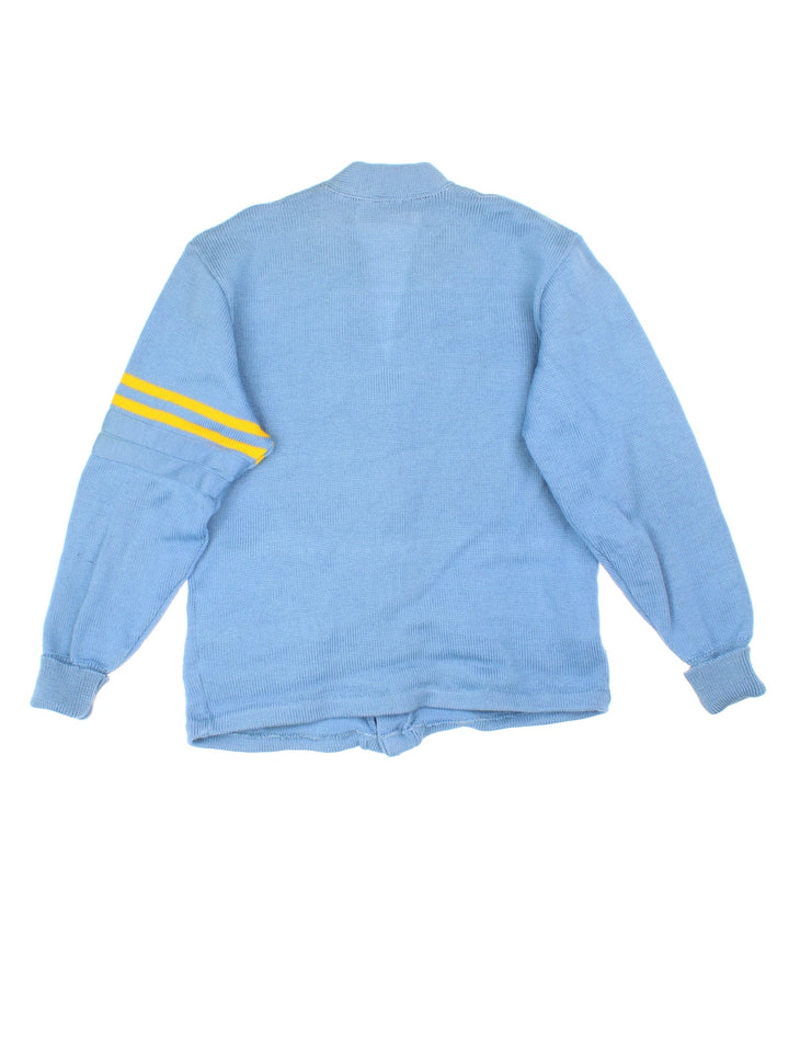 Vintage 1940's LA Letterman Cardigan in a blue colourway, button up closure and has embroidered lettering on the front.