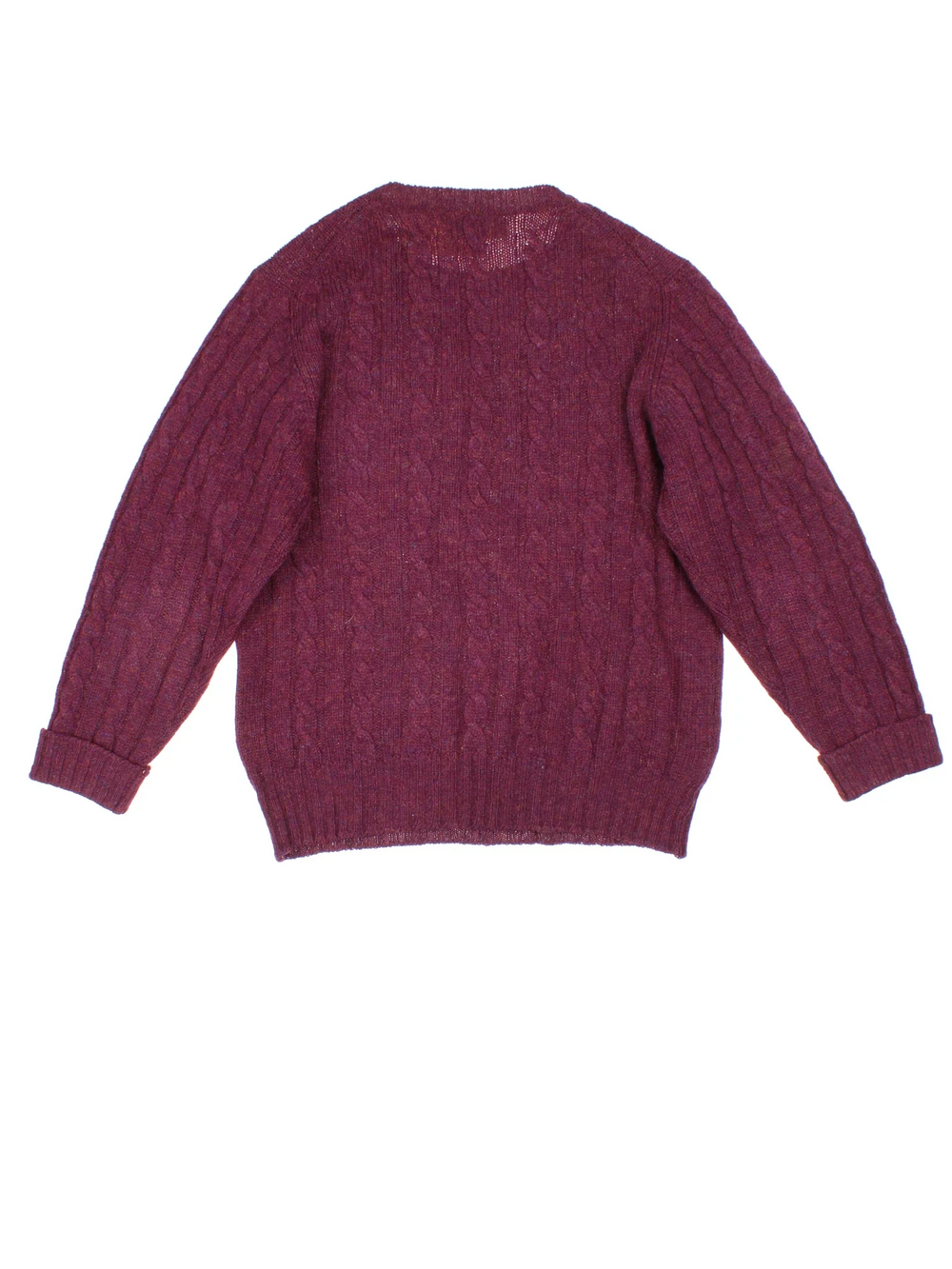 Vintage Penguin Woollen Cable Knit Jumper in a burgundy purple colourway.