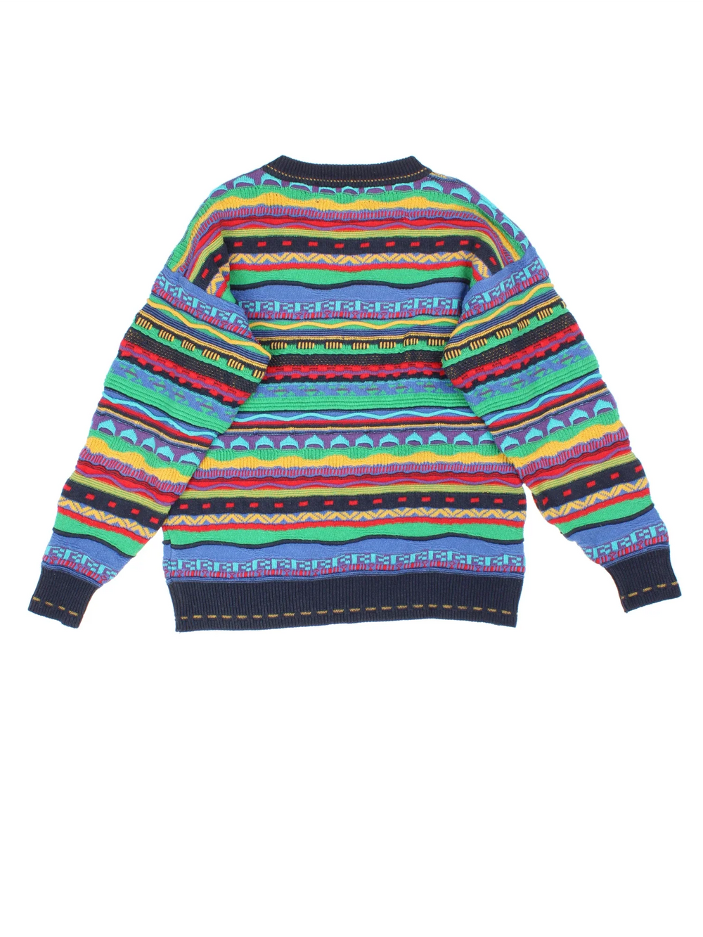 Vintage Florence Tricot Patterned Jumper in a multicoloured colourway with all over coogi style patterns.