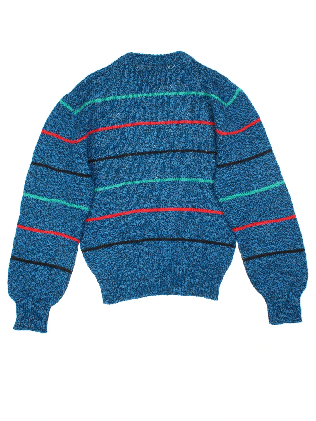 Vintage Eddie Bauer Knitted Jumper in a blue colourway with stripes across the front.