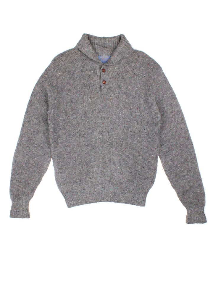 Vintage Pendleton Jumper in a grey colourway with button up collar.