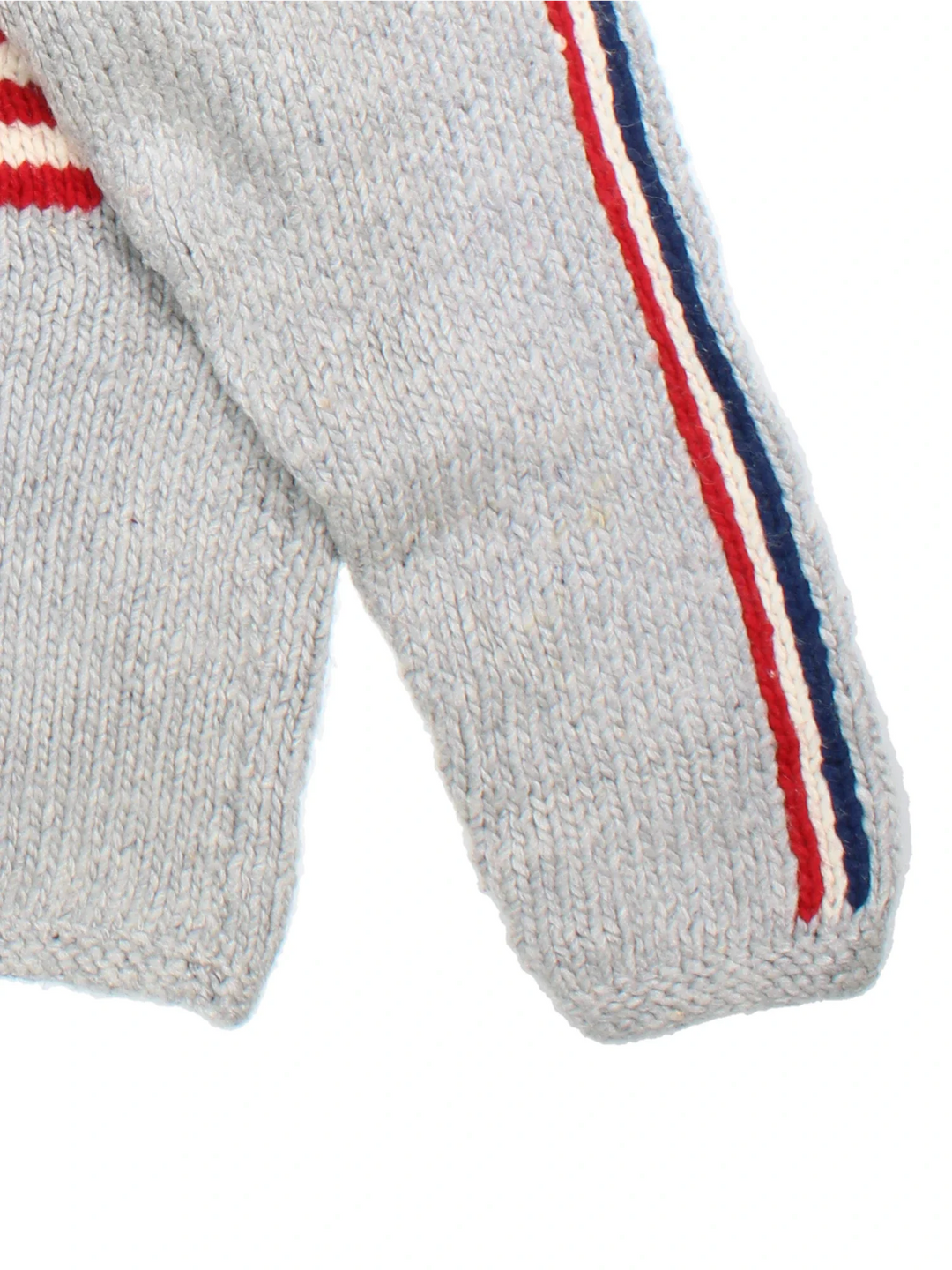 Vintage USA Knitted Hoodie in a grey colourway with the USA flag on the front, back and sleeves.