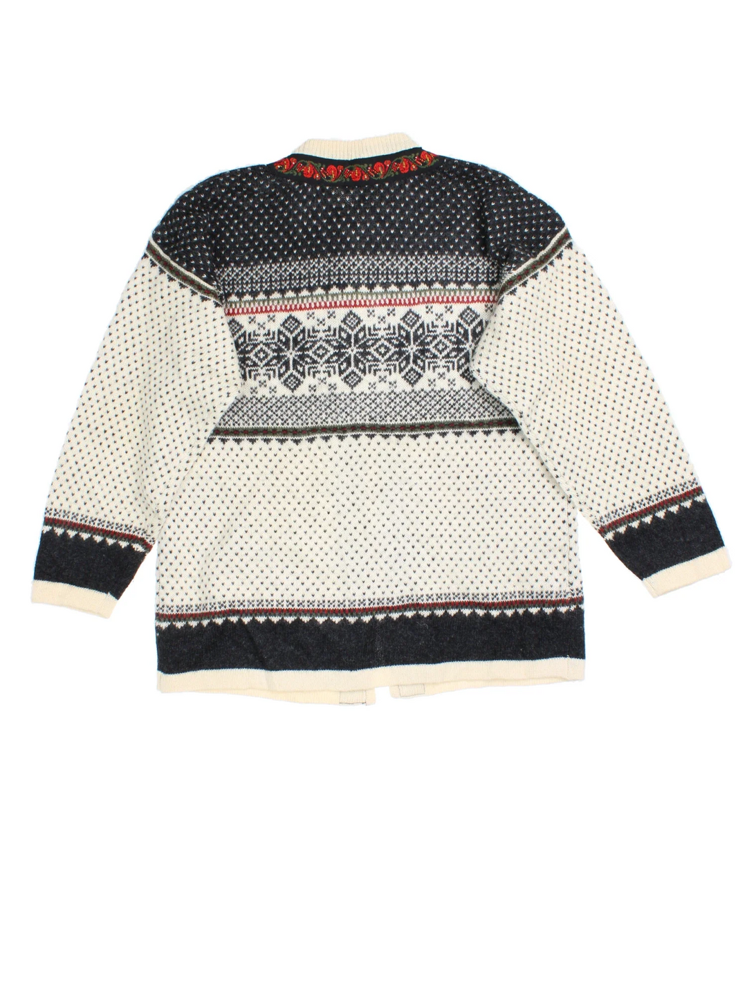 Vintage Norwegian Cardigan in a tan colourway with clasp closure and patterns all over.