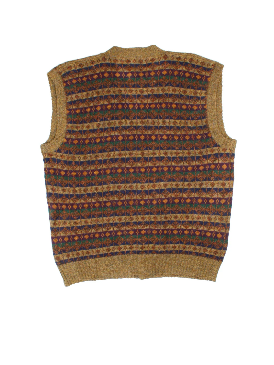 Woolrich Knitted Waistcoat in a brown colourway with all over patterns and button up closure.