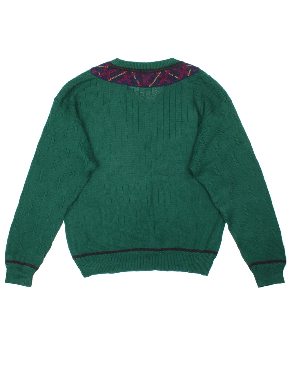 Vintage 90's Gant Knit Jumper in a green colourway with V neck and contrast detailing.