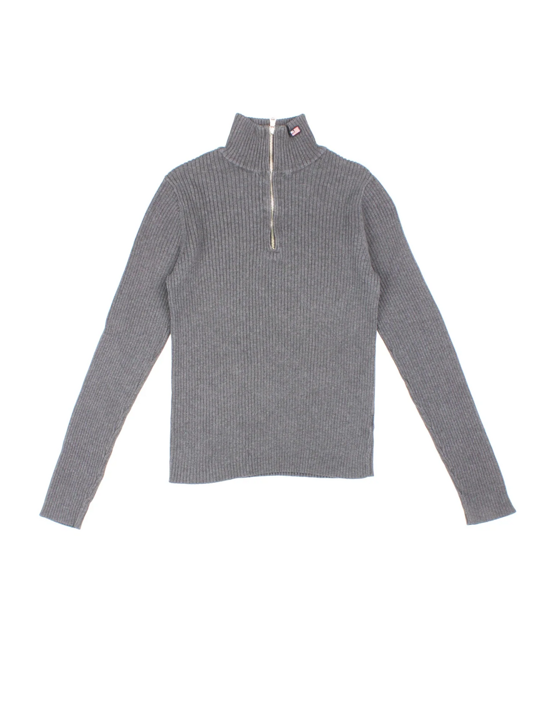 Ralph Lauren 1/4 Zip Jumper in a grey colourway with 1/4 zip and embroidered branding on neckline.