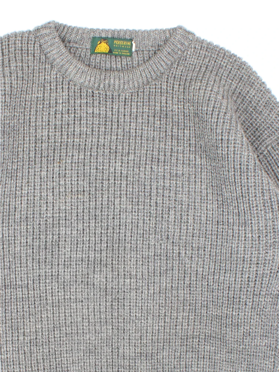 Vintage Peregrine Jumper  in a grey colourway with crew neckline and ribbed detail.