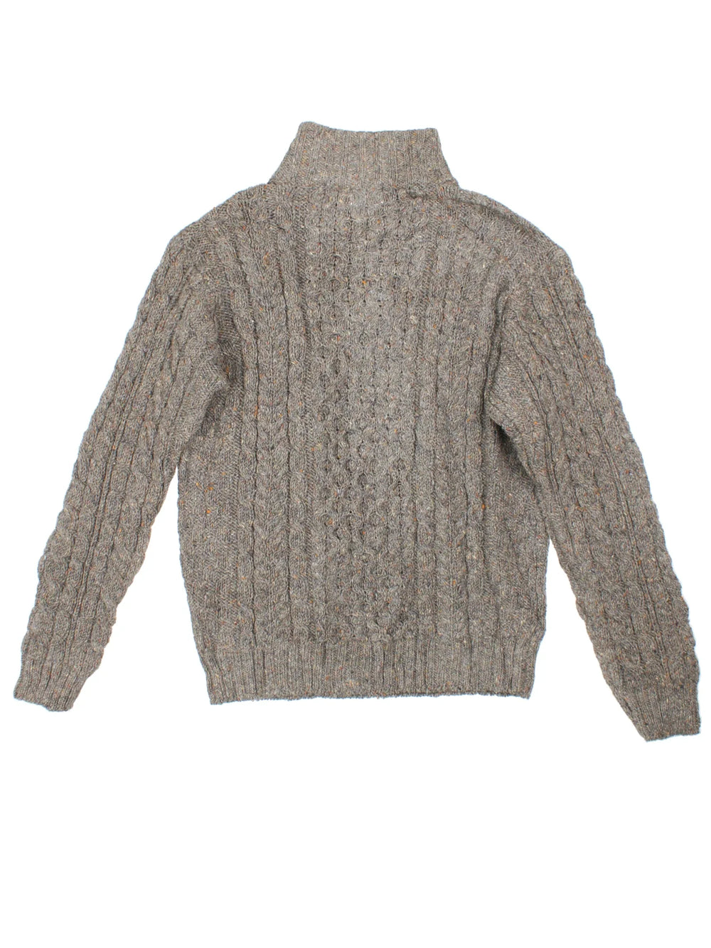 90's L.L Bean Button Neck Jumper in a grey colourway with button up neckline and cable knit detail.