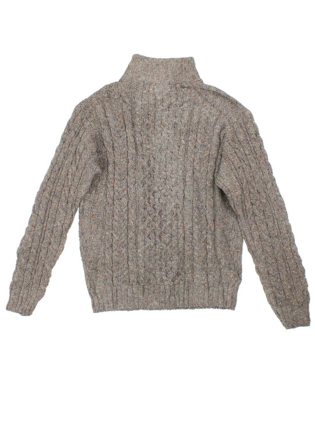 90's L.L Bean Button Neck Jumper in a grey colourway with button up neckline and cable knit detail.