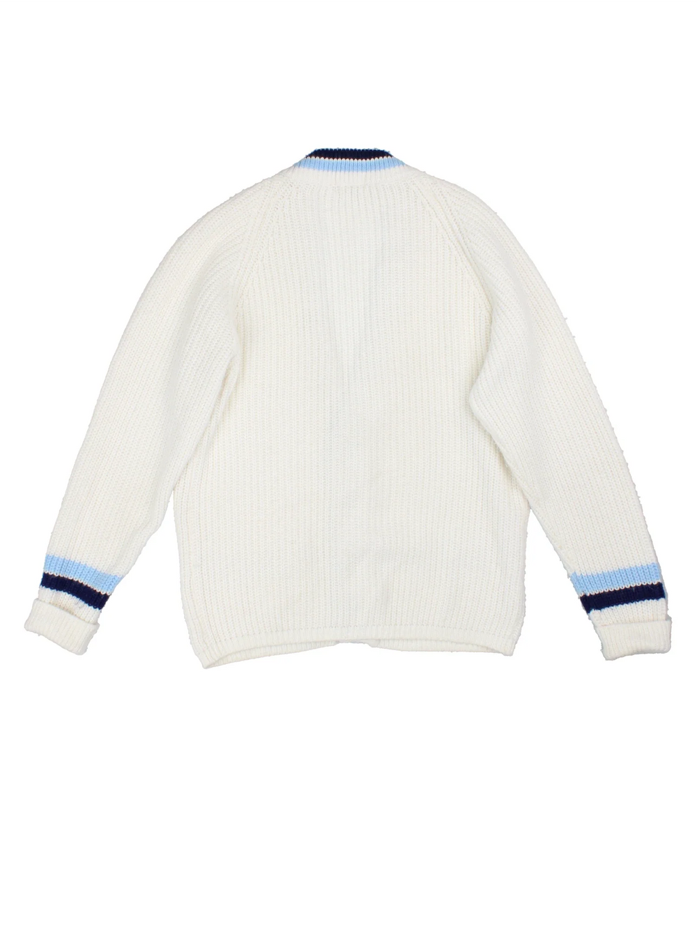 Vintage Fred Perry Cardigan in a white/blue colourway with button fastening and embroidered branding on front.