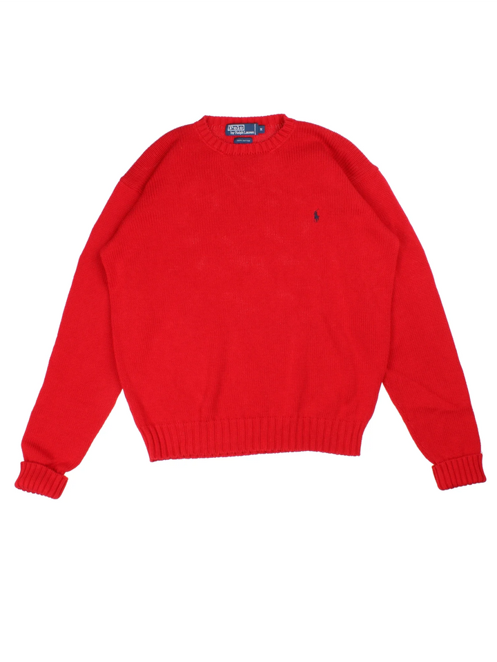 Ralph Lauren Jumper in a red colourway with embroidered logo on front.