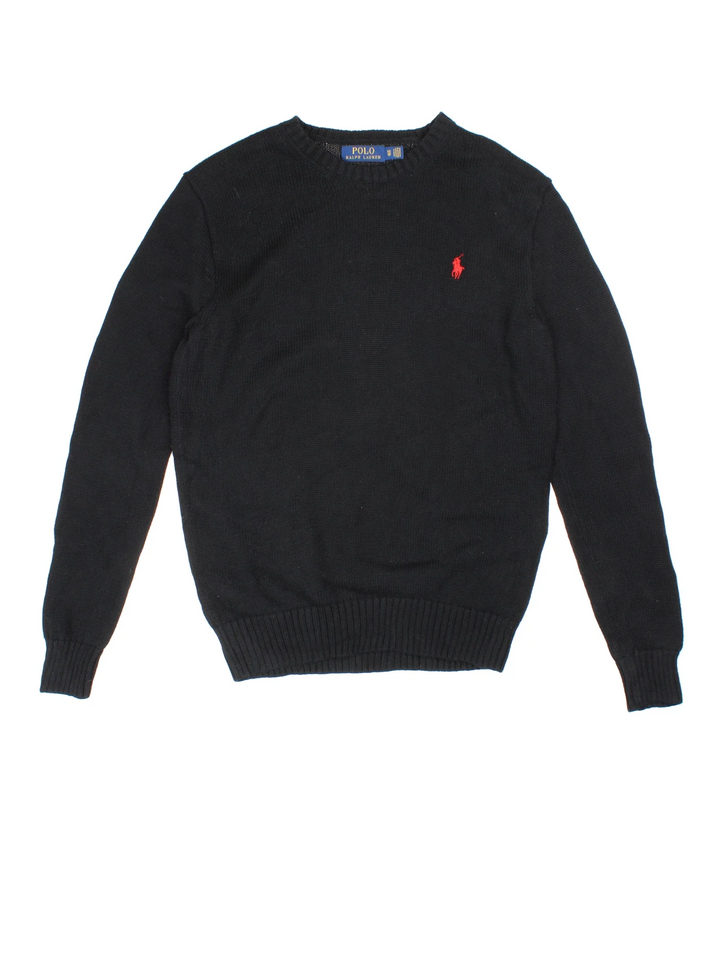 Ralph Lauren Jumper in a black colourway with embroidered logo on front.