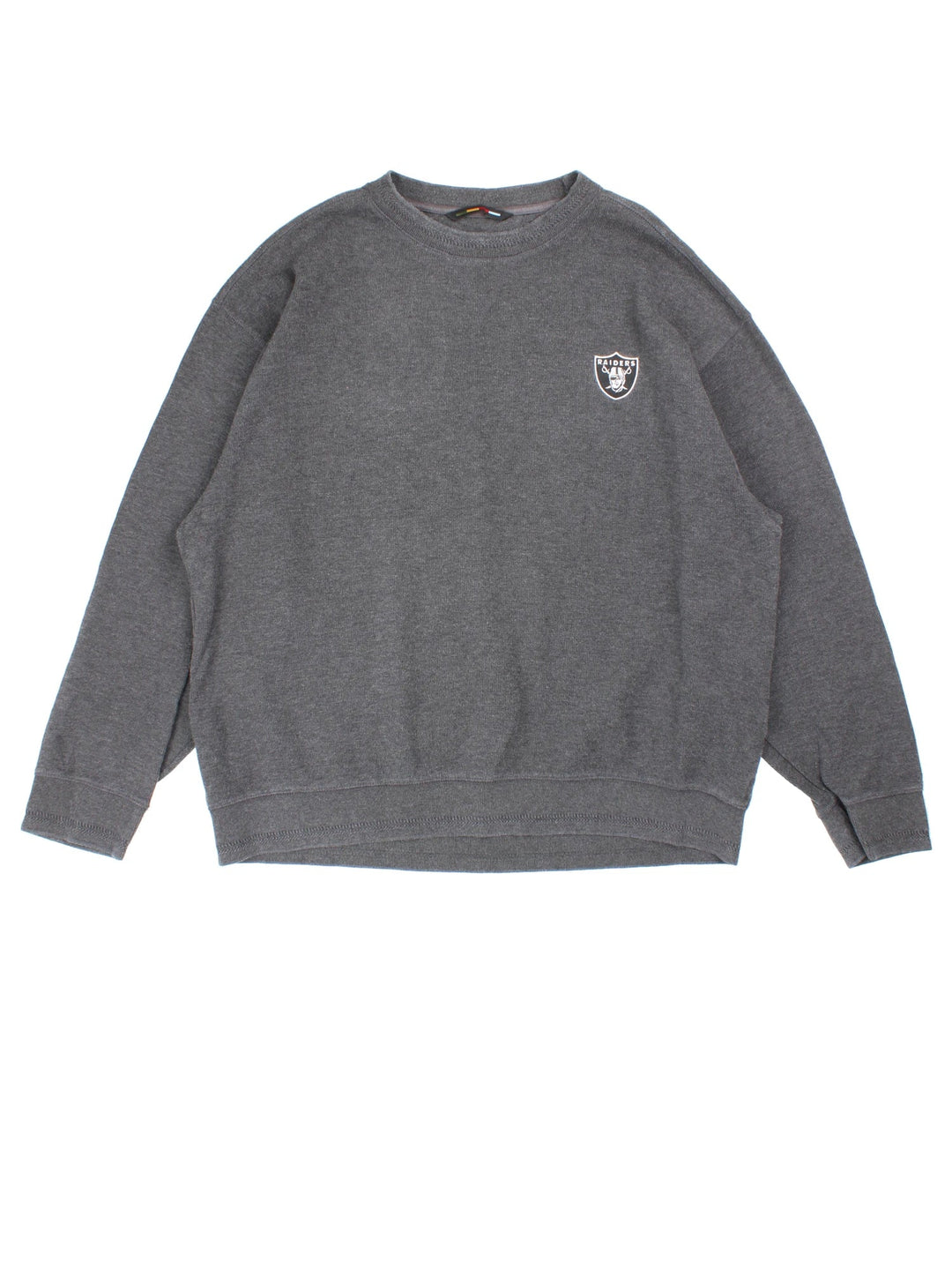 Las Vegas Raiders NFL Sweater in a grey colourway with embroidered team logo on the front.