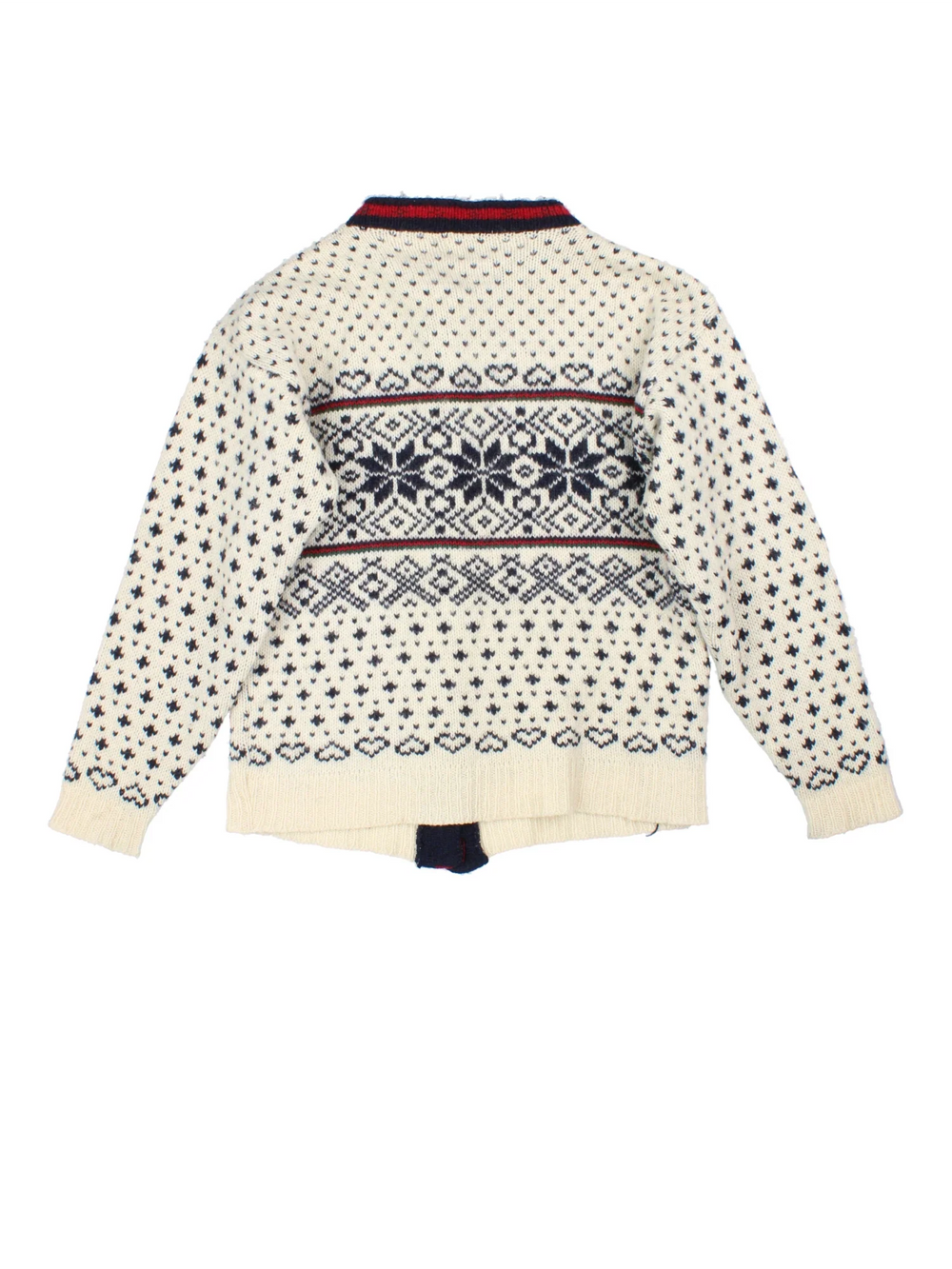 Vintage L.L Bean Nordic Cardigan in a tan colourway, clasp closure with patterns all over.