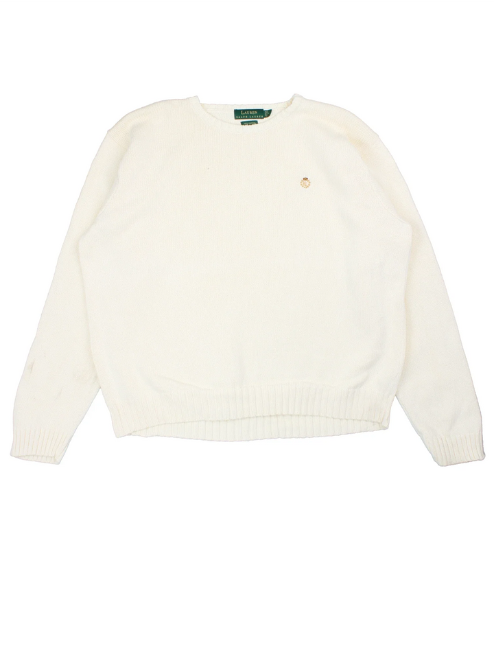 Ralph Lauren Jumper in a white colourway with embroidered logo on front.