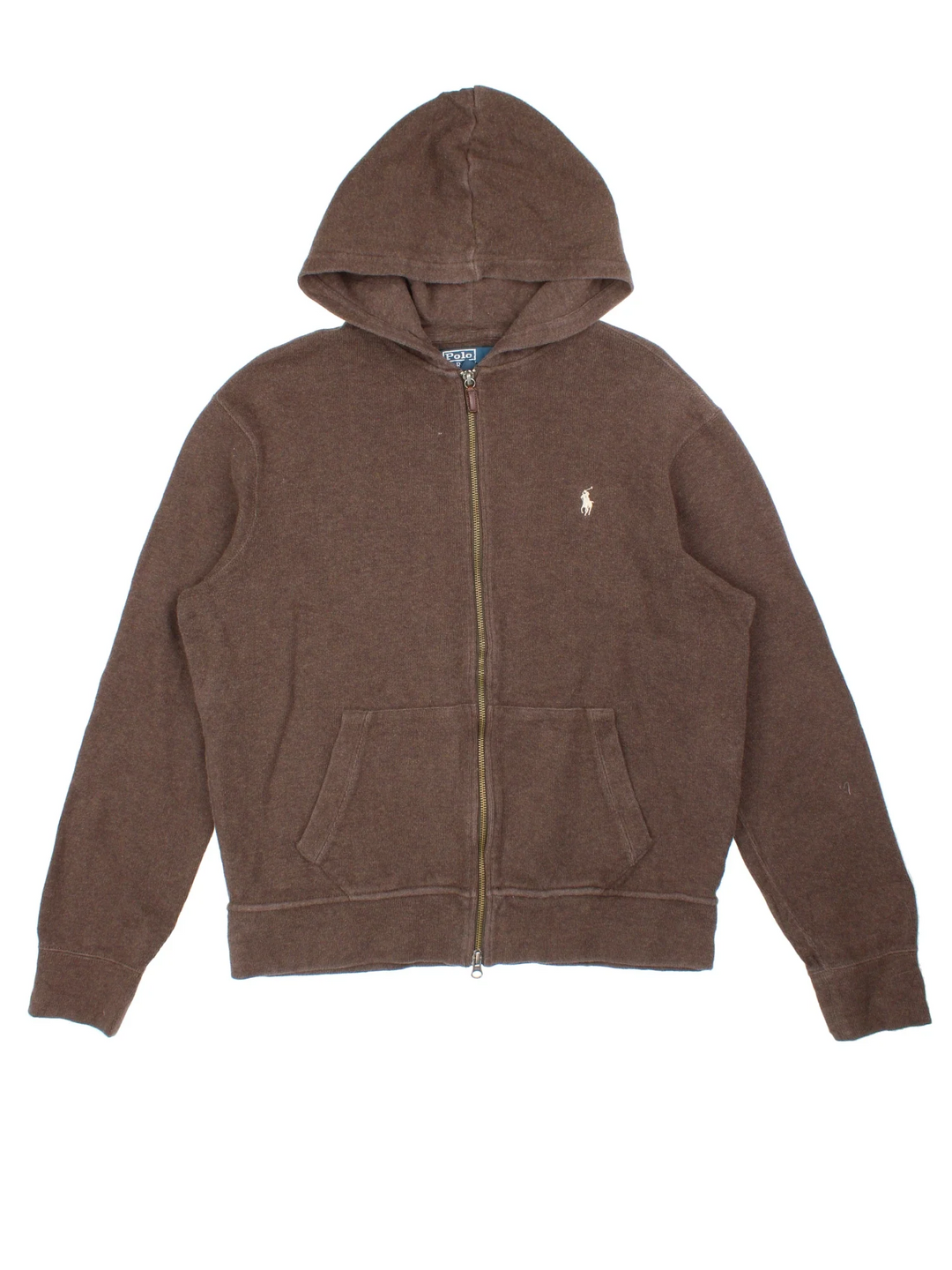 Ralph Lauren Hoodie in a brown colourway with embroidered logo on front.