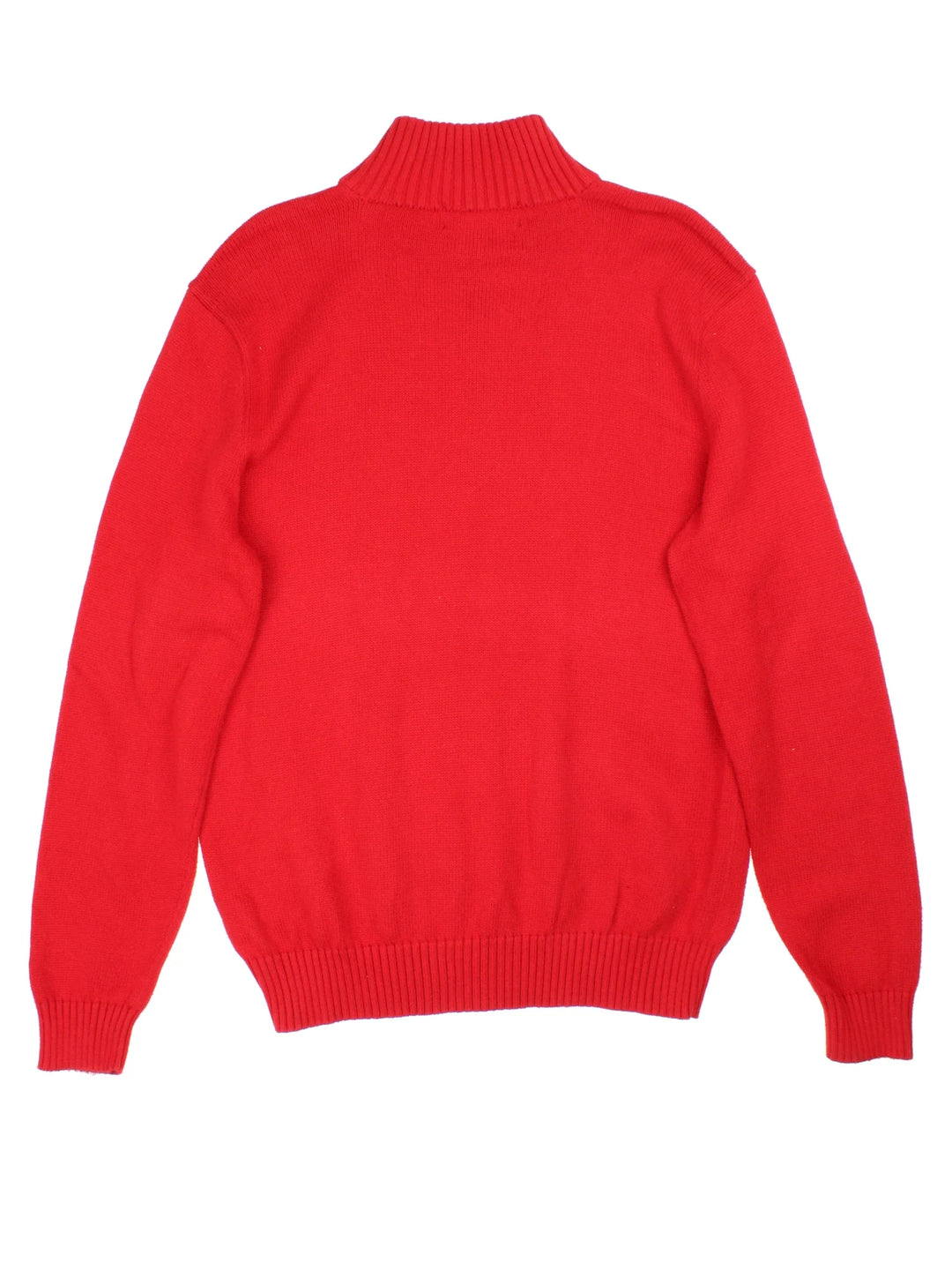 Ralph Lauren 1/4 Zip Sweater in a red colourway with the logo embroidered on the front.
