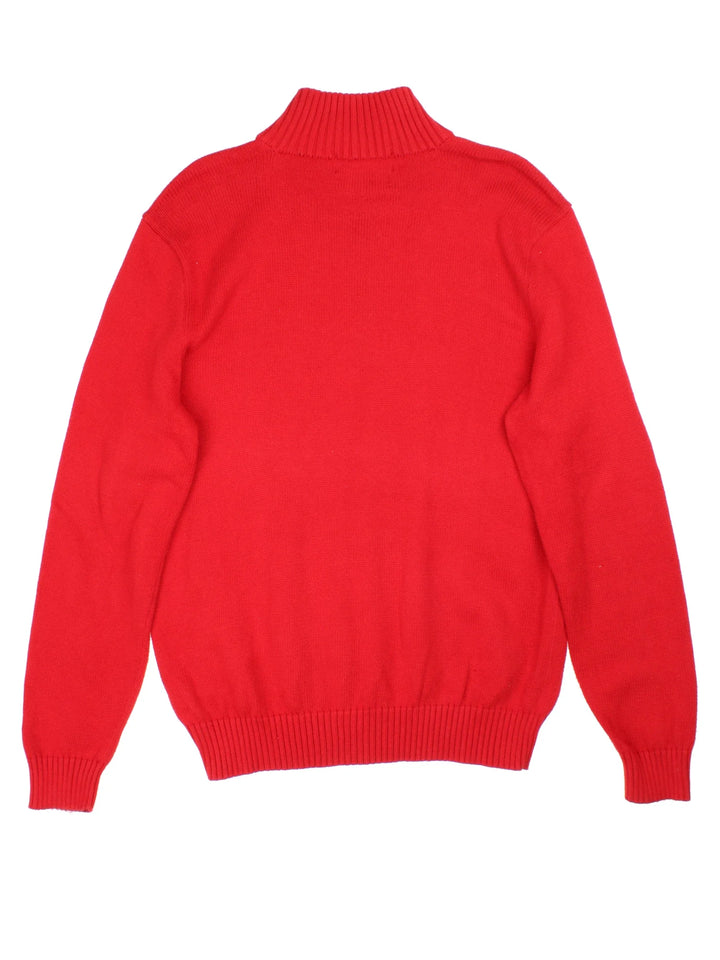 Ralph Lauren 1/4 Zip Sweater in a red colourway with the logo embroidered on the front.