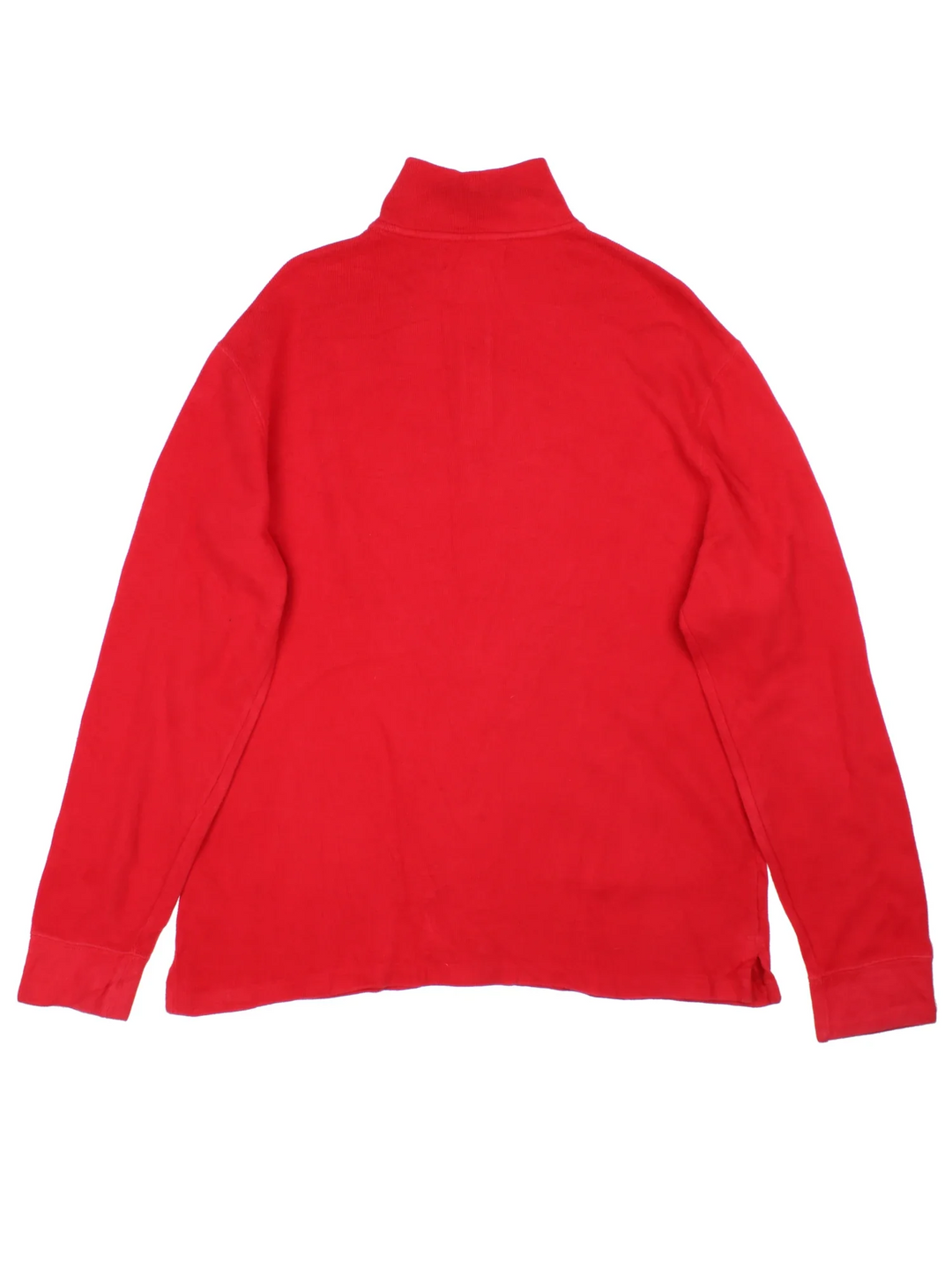 Ralph Lauren 1/4 Zip Sweater in a red colourway with the logo embroidered on the front.