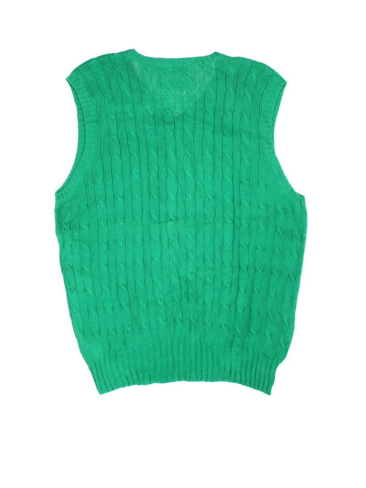 Ralph Lauren Golf Knit Sweater Vest in a blue colourway with the logo embroidered on the front.