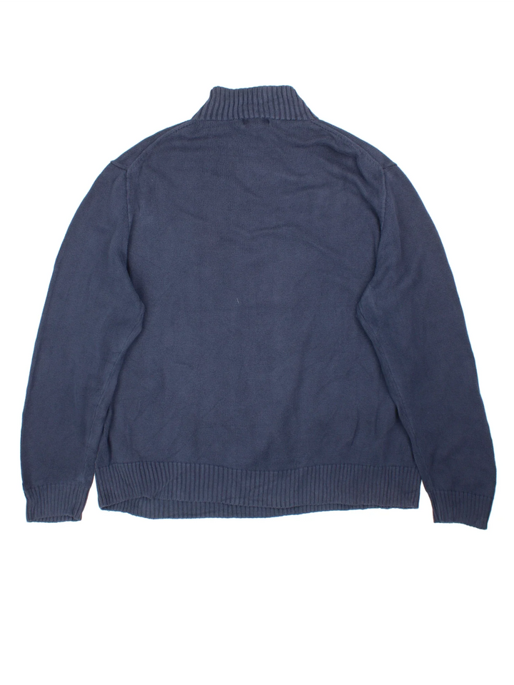 Ralph Lauren 1/4 Zip Sweater in a blue colourway with the logo embroidered on the front.